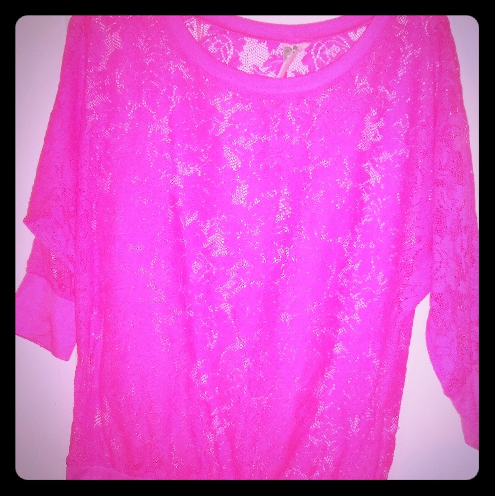 Neon Pink Lace Top